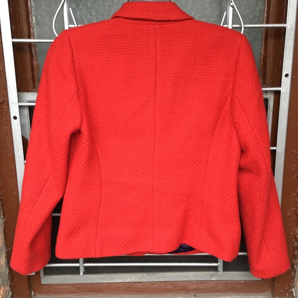 Boden red orange tweed statement blazer snap 10 - Picture 2 of 10